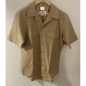 DSCP Men's Quarterdeck Collection Button Up‎ Khaki Service Shirt Medium Athletic